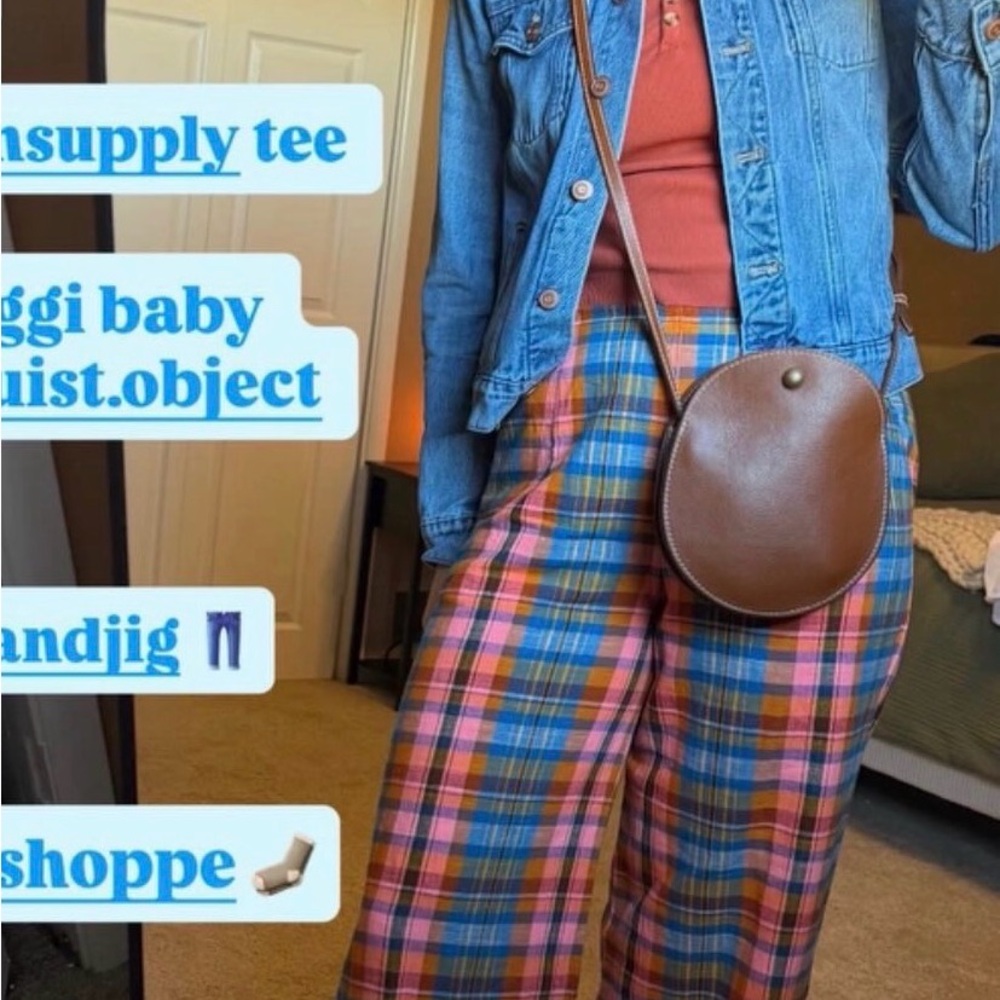 Ace & Jig Multicolor Plaid Wide-Leg Pants - Pink, Blue, Orange
